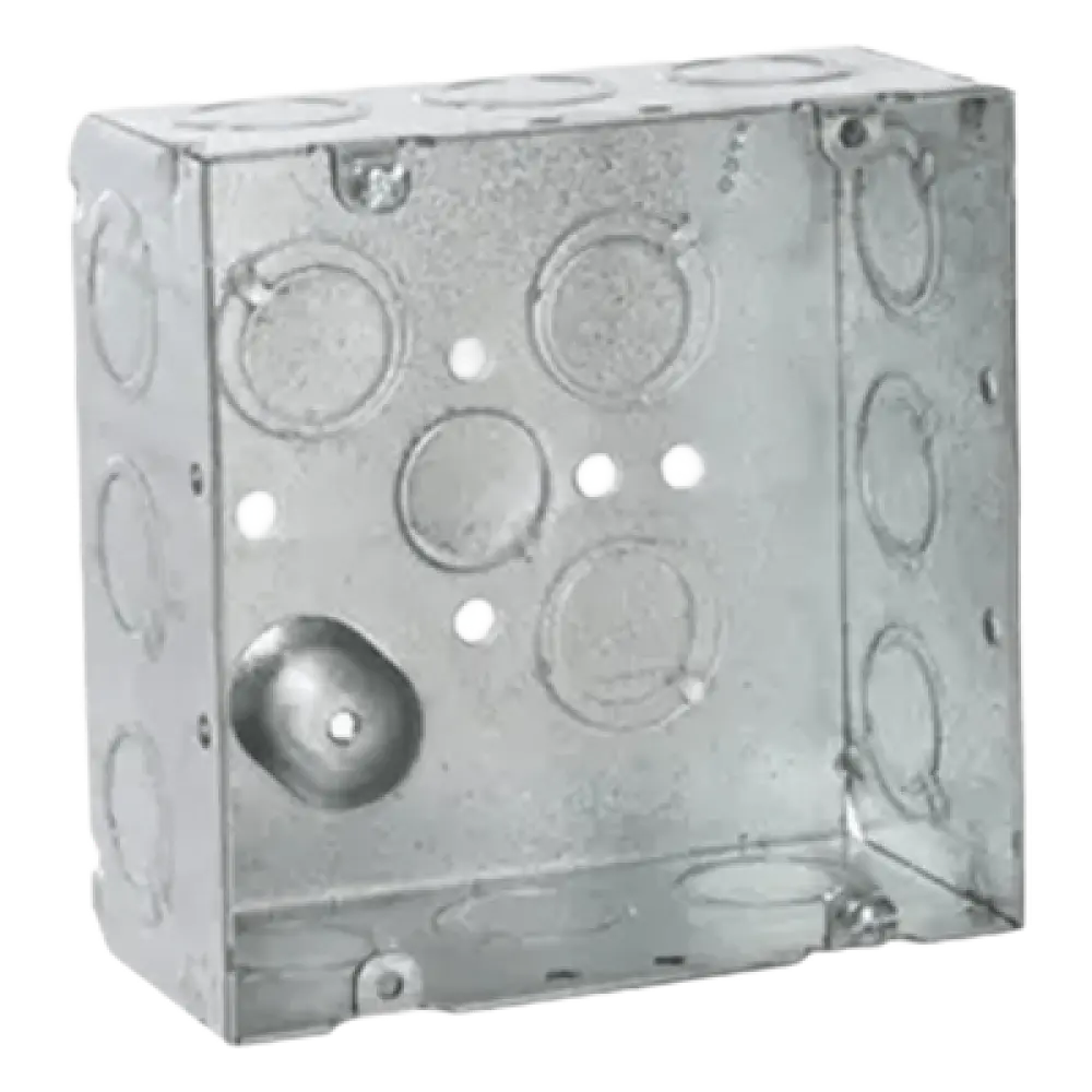 Caja Cuadrada para Instalaciones Eléctricas / Acero Galvanizado / 42 in³ / 12 Entradas Laterales TKO / Profundidad 2-1/8 in / UL Listed