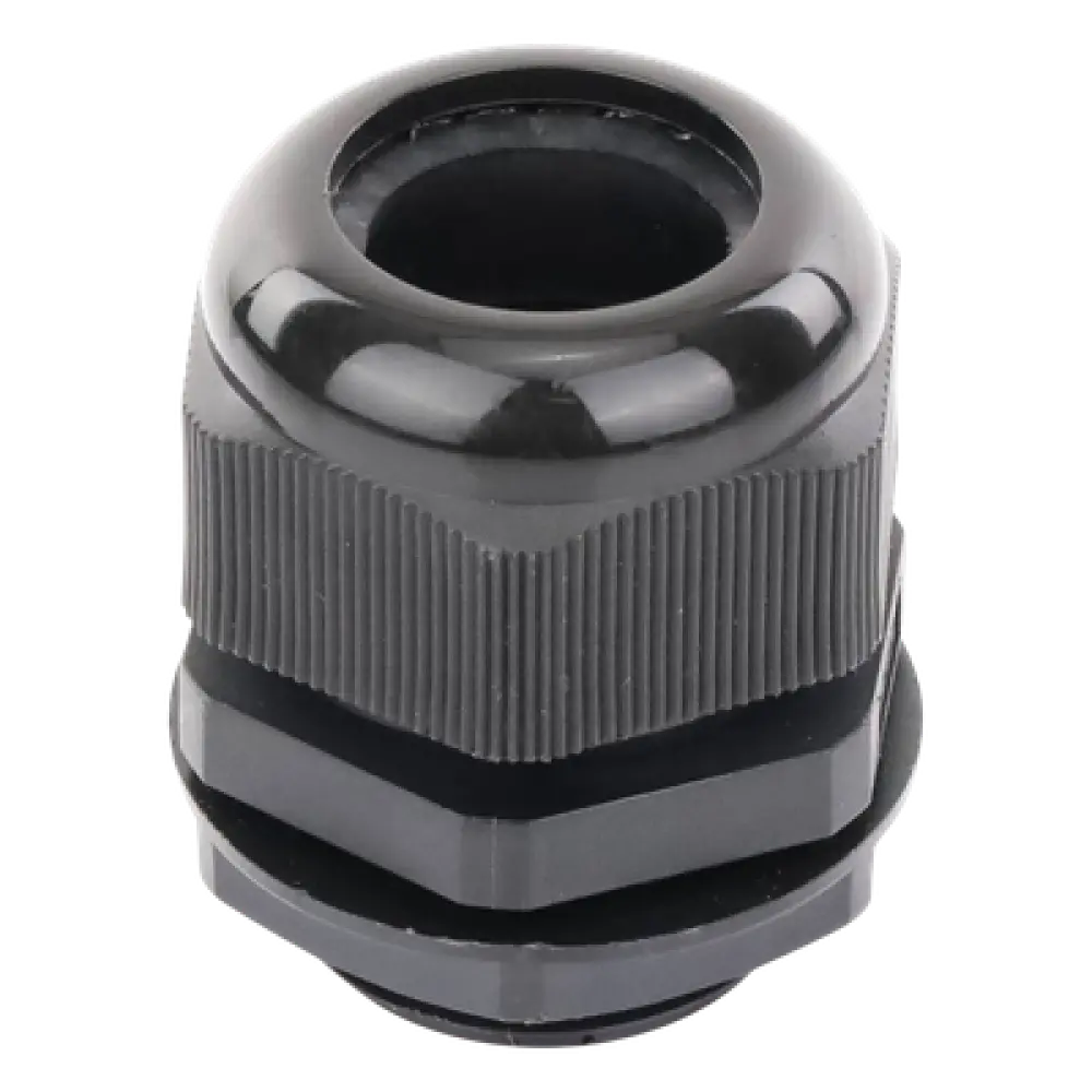 Conector Glándula Plástico / Rosca NPT 1" (25.4 mm) / Rango de Cable 16-22 mm / Color Negro / 7 Dimensiones Precisas
