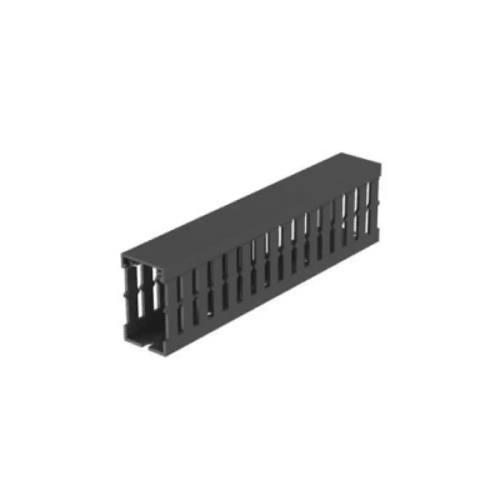 Canaleta Ranurada de PVC con Tapa / Tipo F / 32 mm x 53.8 mm / 2 m (6.56 ft) / Gris