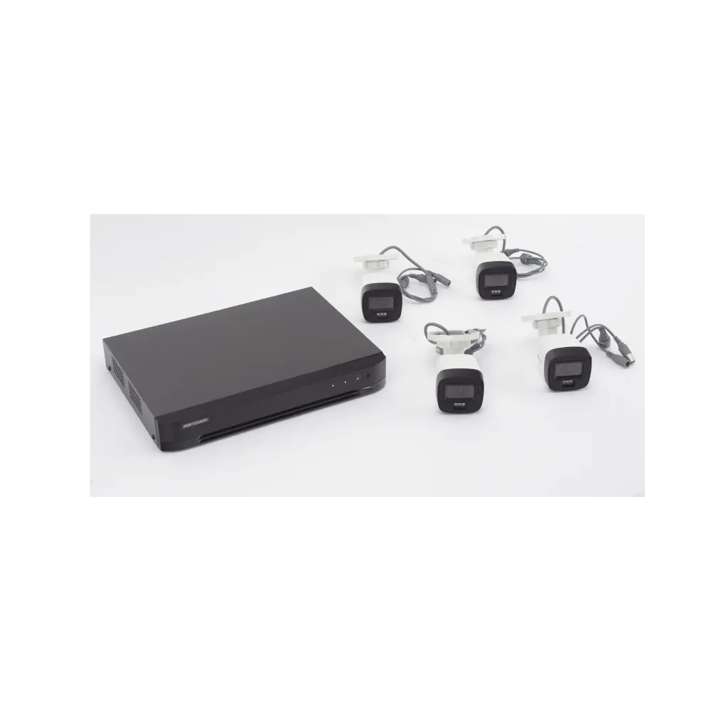 [Dual Light] Kit TurboHD 3K (5 Megapixel) / DVR 4 Canales / 4 Cámaras Bala para Exterior y Metal / Micrófono Integrado / Accesorios de Interconexión / Fuente de Poder