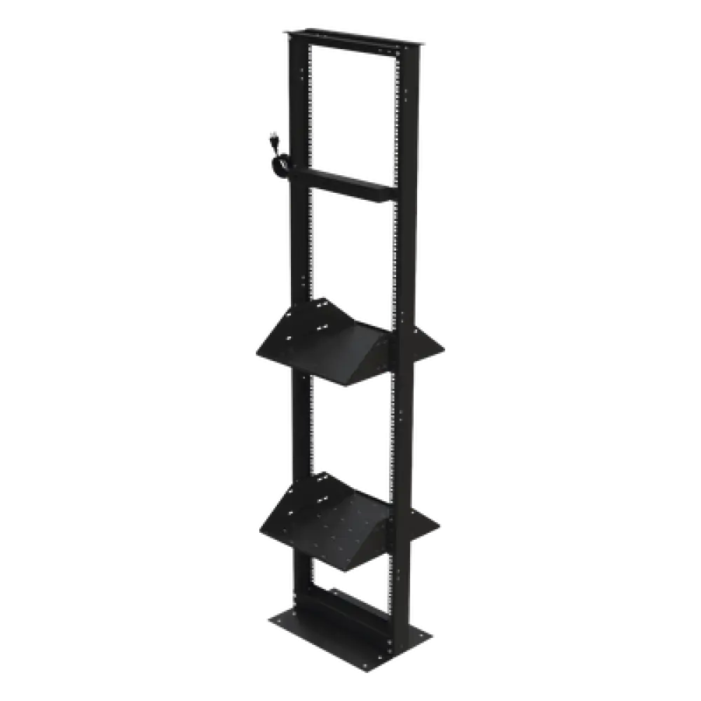 Rack 19" / 45 UR / 2 Charolas / PDU 8 Tomas / Doble Perforación / Estructura Reforzada
