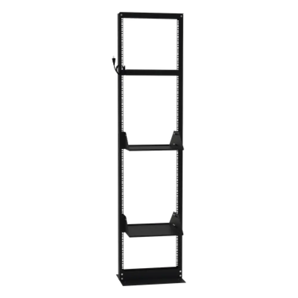 Rack 19" / 45 UR / 2 Charolas / PDU 8 Tomas / Doble Perforación / Estructura Reforzada