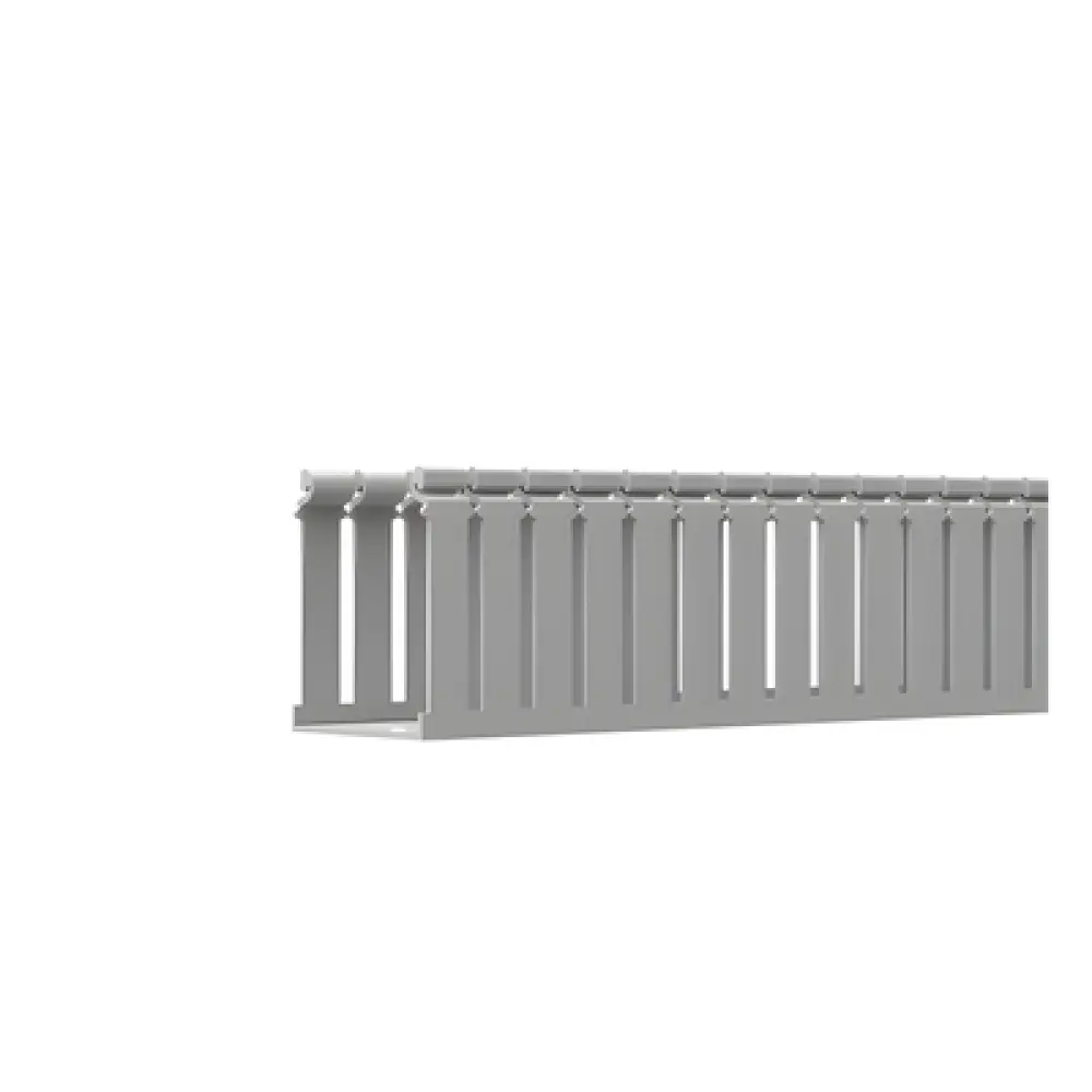 Canaleta Ranurada de PVC con Tapa / Tipo F / 4.25 x 4.10 x 6.6 ft / UL 94 V-0 / Gris Claro