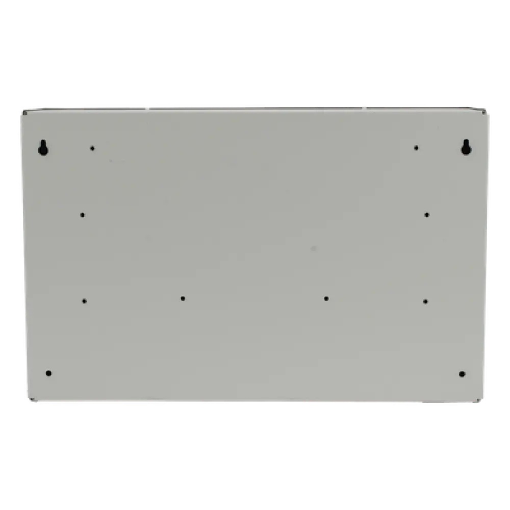 Gabinete de Resguardo para DVR / 41 x 26 x 7 cm / Lámina Calibre 22 / Montaje en Pared / 4 Accesos de Cableado / Interior