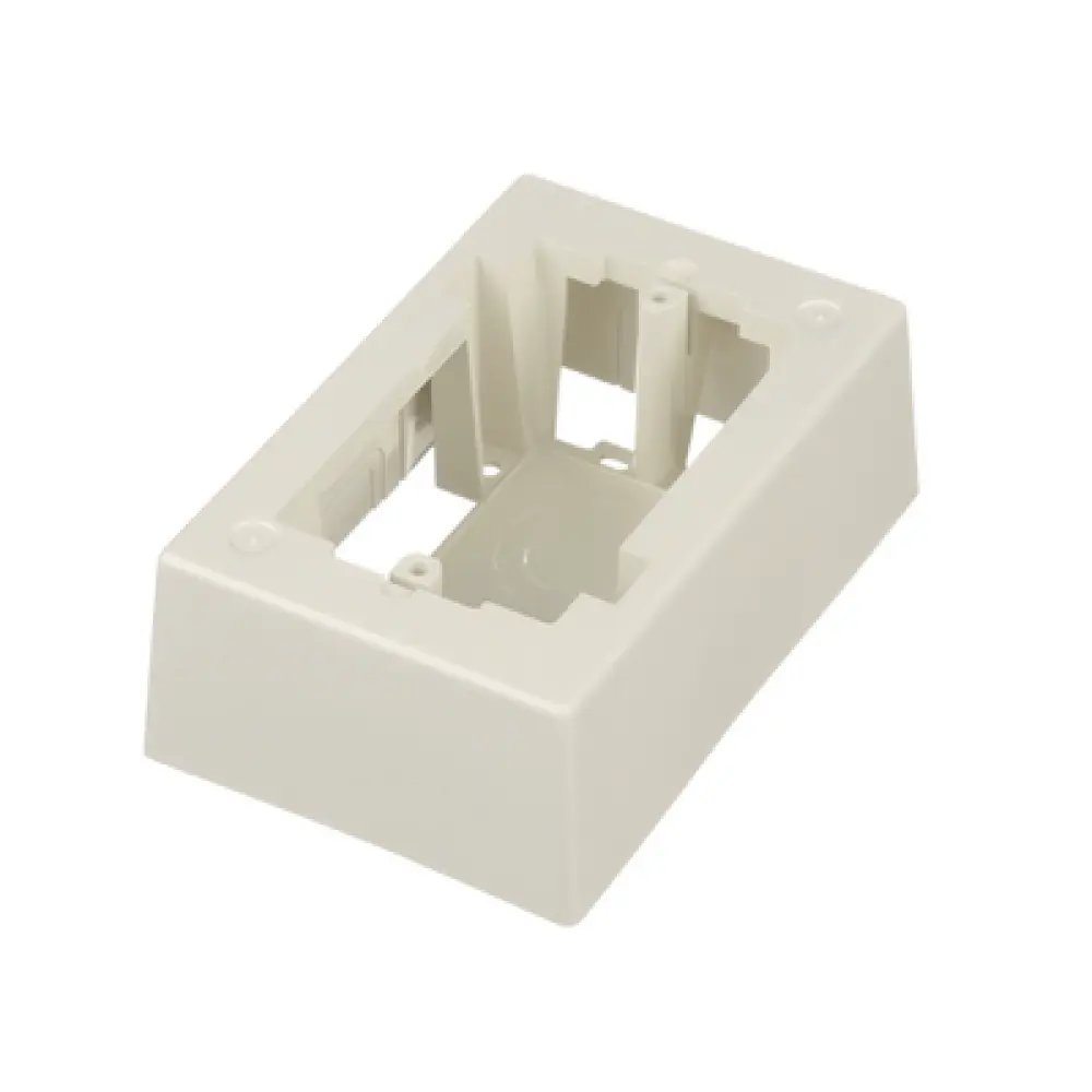 Caja de Pared Superficial / ABS Resistente / 5.09 x 3.34 x 1.75 in / Salidas 1/2, 3/4, 1 in / Blanco Mate