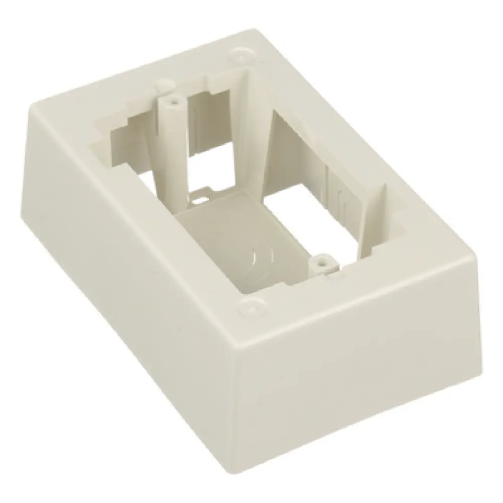 Caja de Pared Superficial / ABS Resistente / 5.09 x 3.34 x 1.75 in / Salidas 1/2, 3/4, 1 in / Blanco Mate