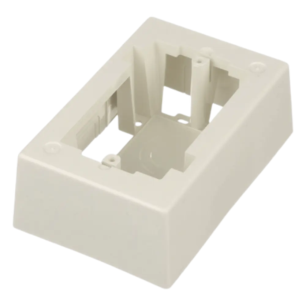 Caja de Pared Superficial / ABS Resistente / 5.09 x 3.34 x 1.75 in / Salidas 1/2, 3/4, 1 in / Blanco Mate