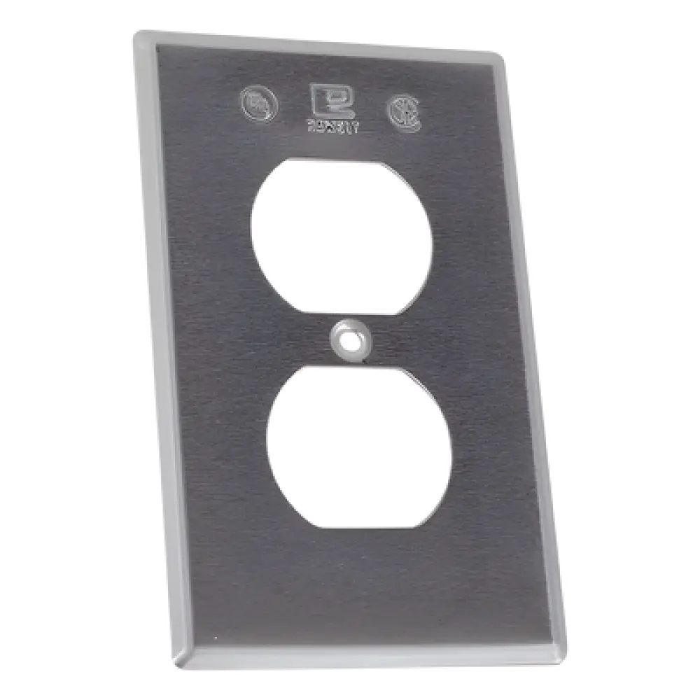 Tapa para Contacto Dúplex / Aluminio Inyectado a Presión / 1.02 mm Espesor / A Prueba de Intemperie / UL y CSA / Uso Comercial y Residencial