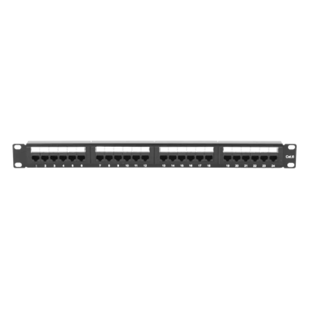 Panel de Parcheo de Impacto / 24 Puertos Cat6 / 1U Rack 19" (48.26 cm) / T568A/B / 110 IDC