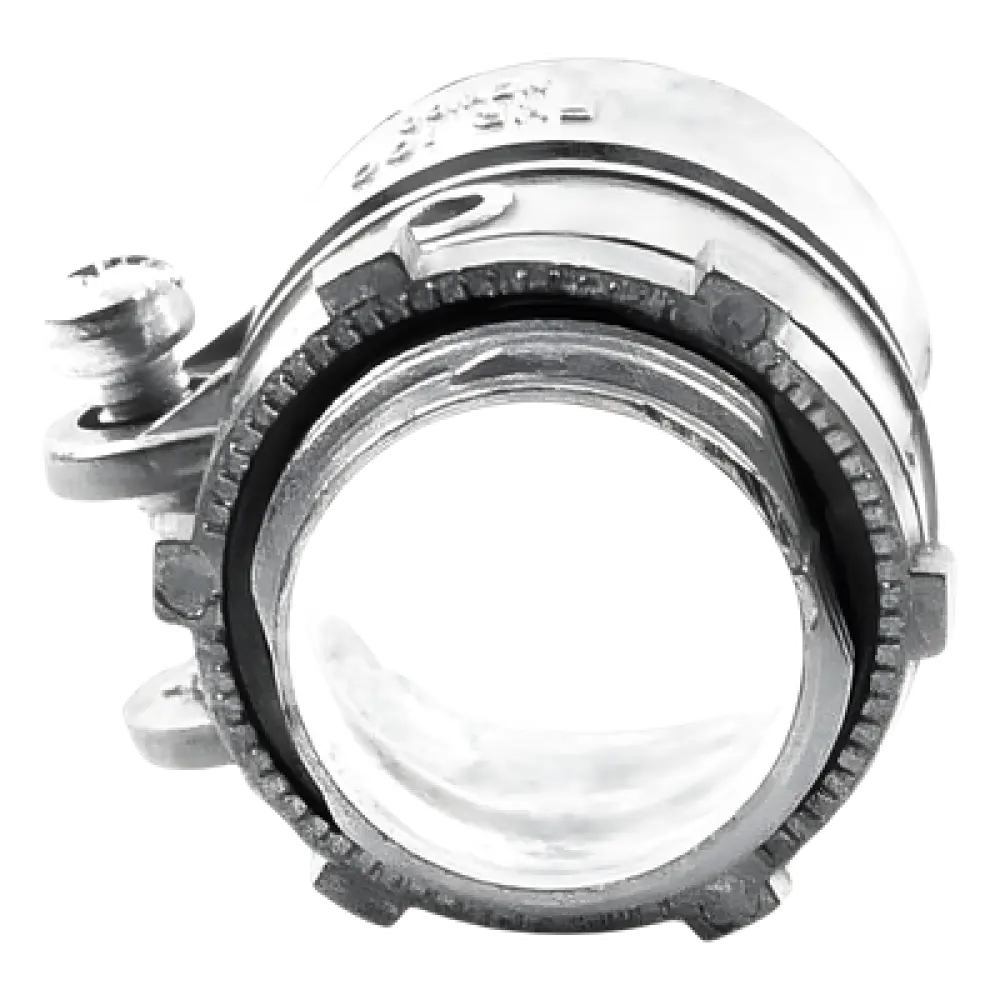 Conector Recto para Tubo Flexible / 1" (25 mm) / Diámetro 39 mm / Largo 40 mm / Acabado Bruñido Brillante / NEMA FB-1 / UL 514B