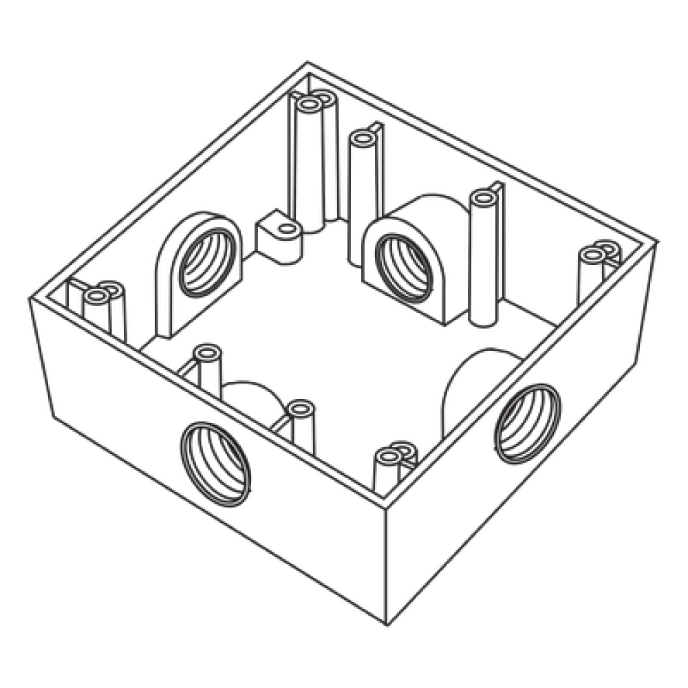 Caja de Conexión a Prueba de Intemperie / 4 Bocas 3/4" (19.05 mm) / Aluminio Diecast / Volumen 492 cm³ / IK09 / ASTM B117