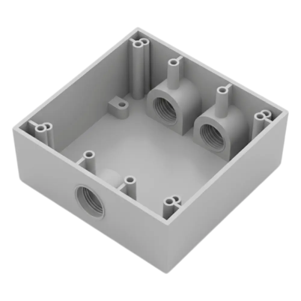 Caja Condulet Cuadrada / 3 Bocas 3/4" (19.05 mm) / Aluminio Diecast / Intemperie / Volumen 483.8 cm³