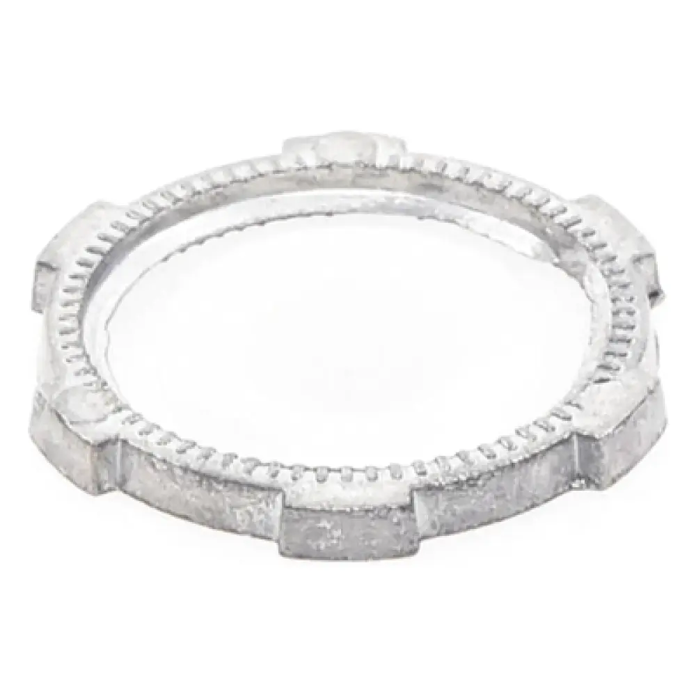 Contratuerca Metálica / Zamac 51 mm (2") / Diámetro 74 mm / Estrías para Continuidad de Tierra / Acabado Zinc Bruñido