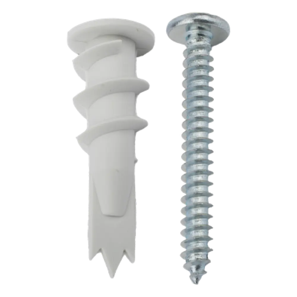 Kit de Fijación Autoperforable / 10 Unidades / Carga 5 kg / Tornillo 10 mm x 38 mm / Tablaroca y Mampostería / Nylon Reforzado / -40°C a +80°C