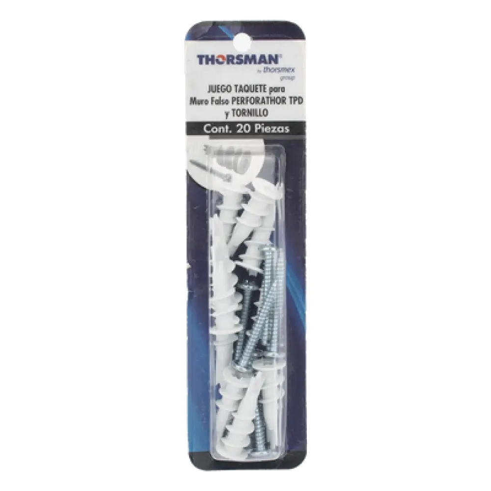 Kit de Fijación Autoperforable / 10 Unidades / Carga 5 kg / Tornillo 10 mm x 38 mm / Tablaroca y Mampostería / Nylon Reforzado / -40°C a +80°C