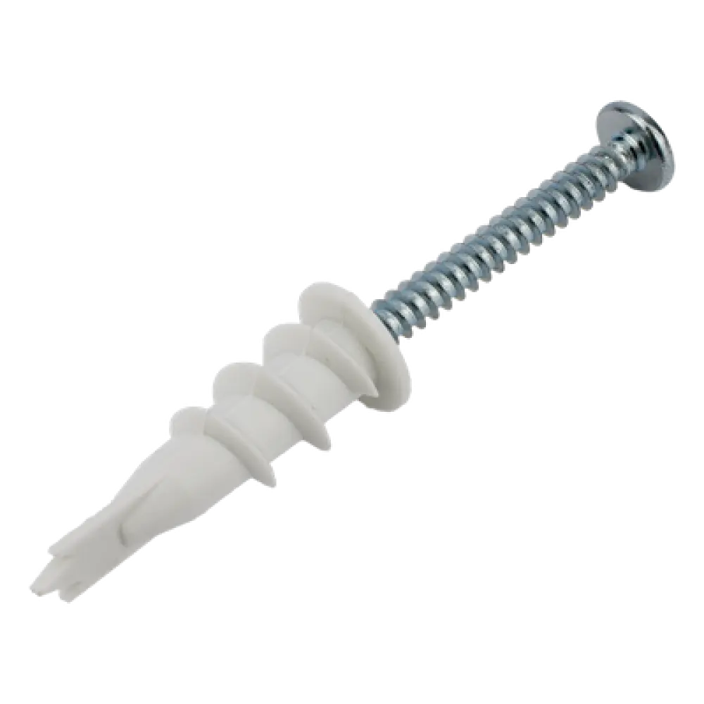 Kit de Fijación Autoperforable / 10 Unidades / Carga 5 kg / Tornillo 10 mm x 38 mm / Tablaroca y Mampostería / Nylon Reforzado / -40°C a +80°C