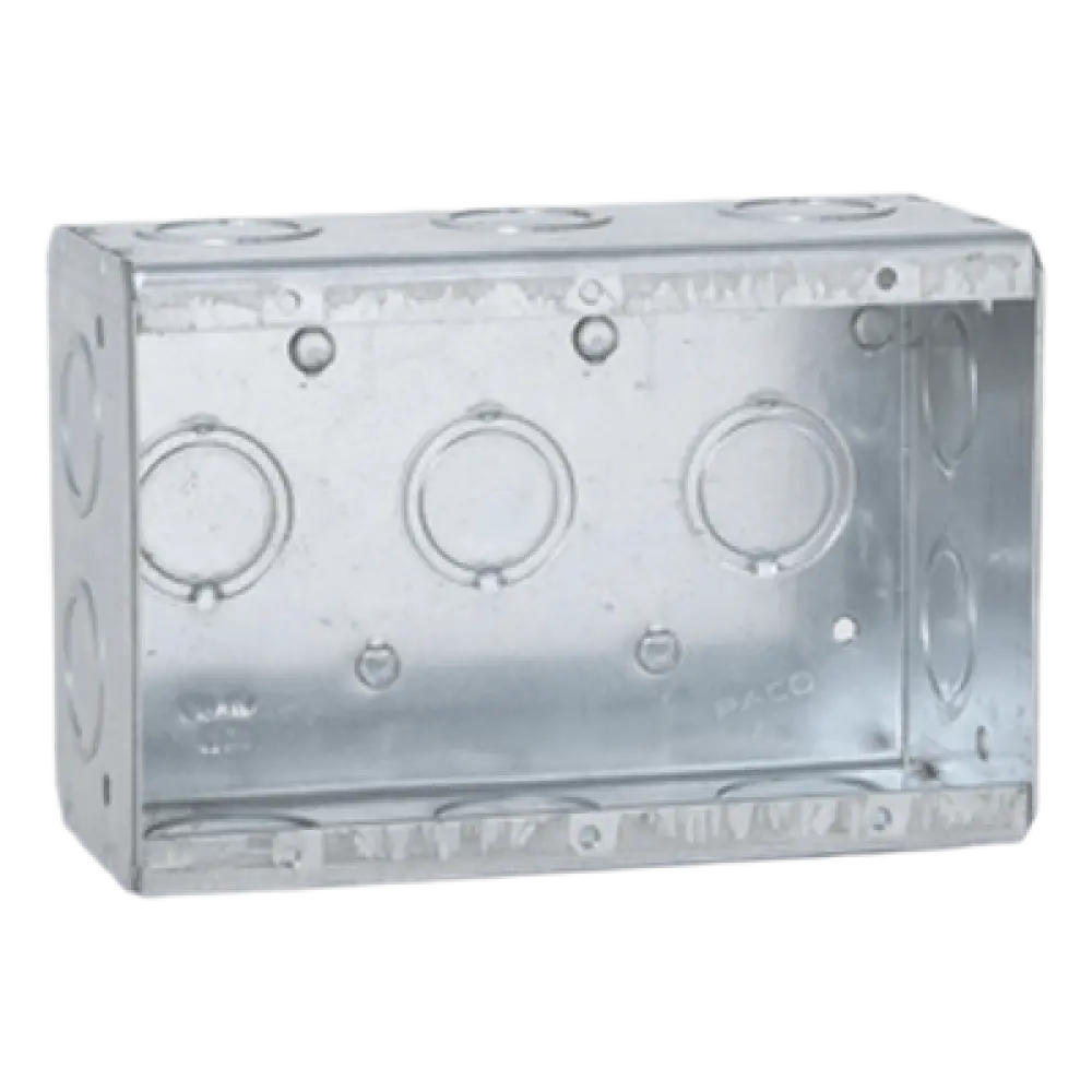Caja Multigang / 3 Gangs / Profundidad 2.5 in / 16 Entradas 1/2" y 3/4" / Capacidad 47.8 in³ / Acero Galvanizado / UL Listed
