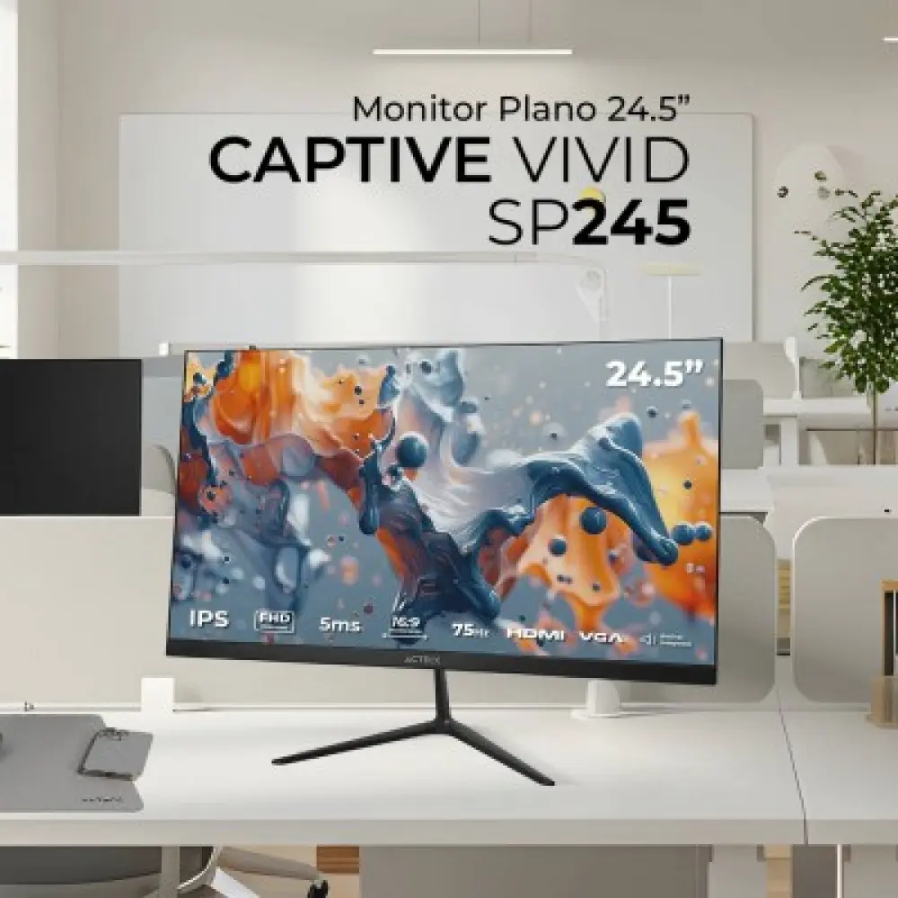 Monitor Plano 24.5 Pulgadas CAPTIVE VIVD SP245, FULL HD 1920x1080 PX, 75 HZ