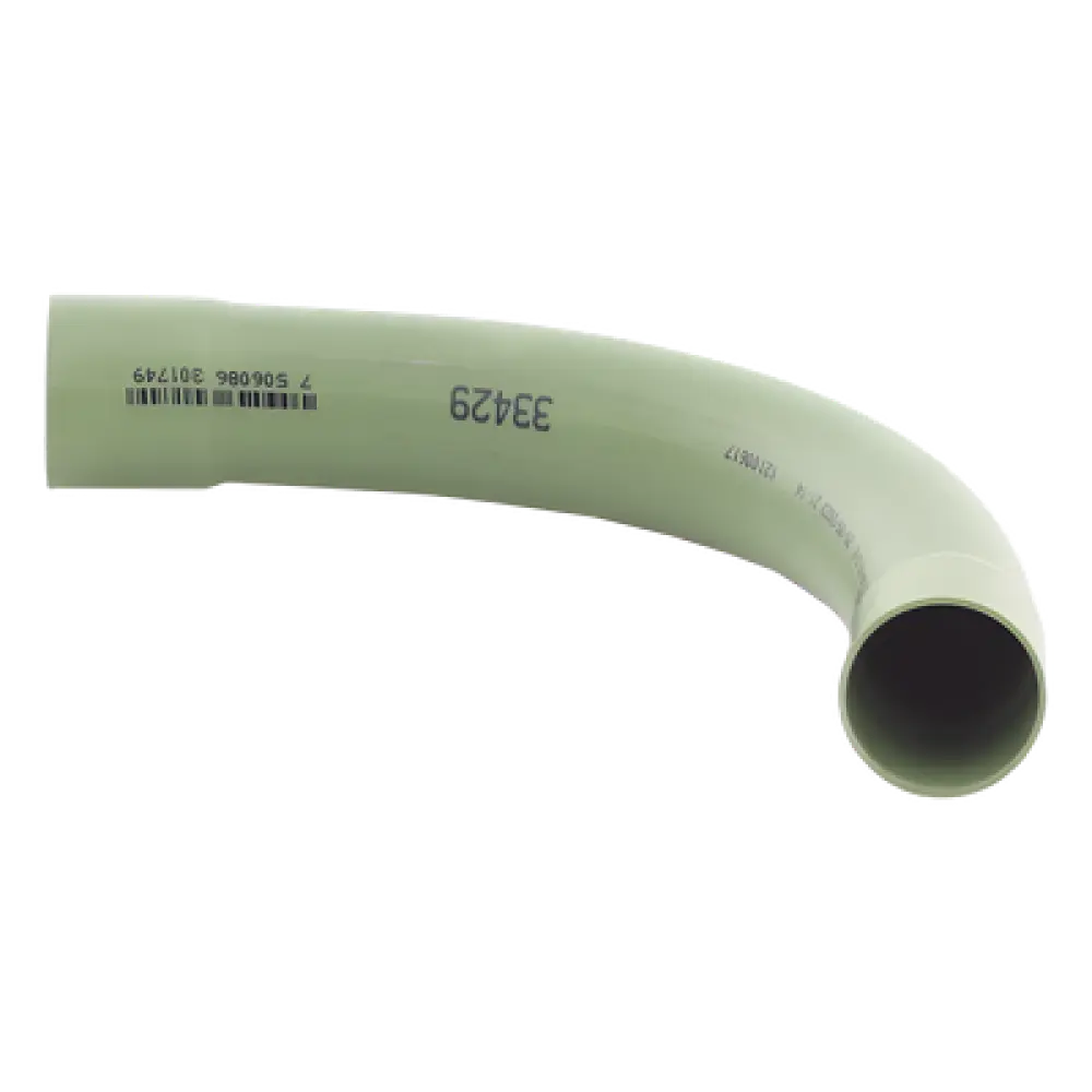 Curva de 90° para Tubería Conduit / PVC / 1" (25 mm) / Conector Termoformado Integrado / Apto para Concreto / Autoextinguible