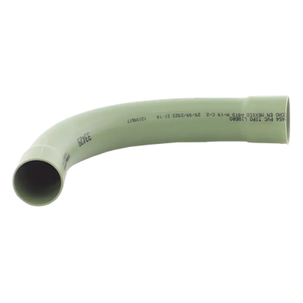 Curva de 90° para Tubería Conduit / PVC / 1" (25 mm) / Conector Termoformado Integrado / Apto para Concreto / Autoextinguible