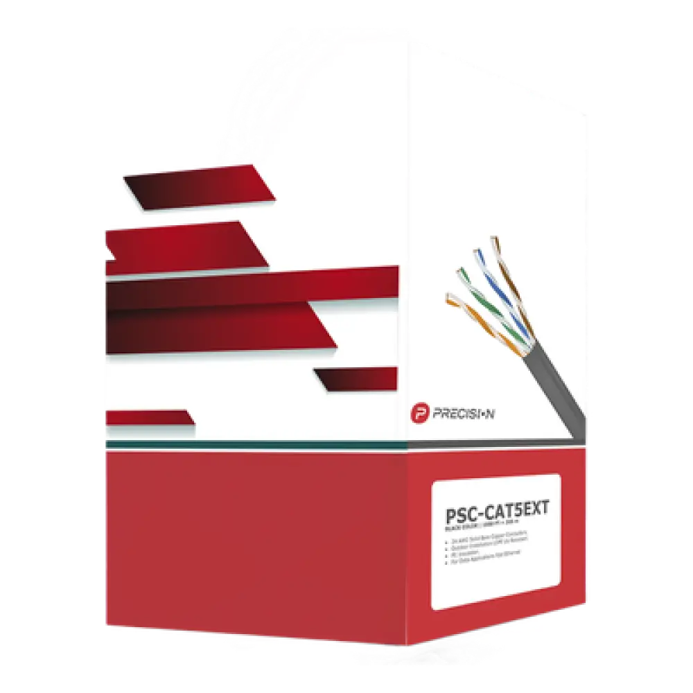 Bobina de Cable UTP Cat5e / 4 Pares / 305 m (1000 pies) / 24 AWG / 100% Cobre / LDPE Anti-UV / Exterior