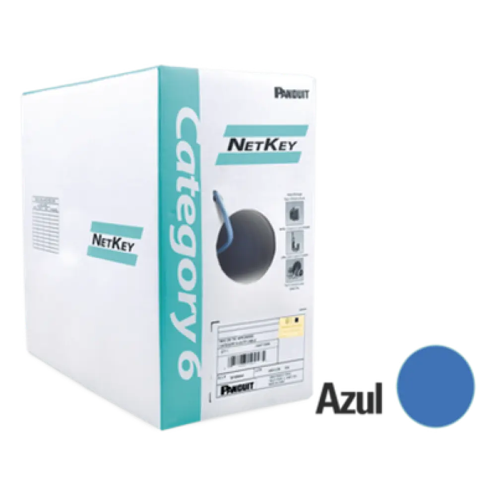 Bobina UTP Cat 6 / 305 m (1000 ft) / 24 AWG / PVC CM / 4 Pares / 250 MHz / PoE