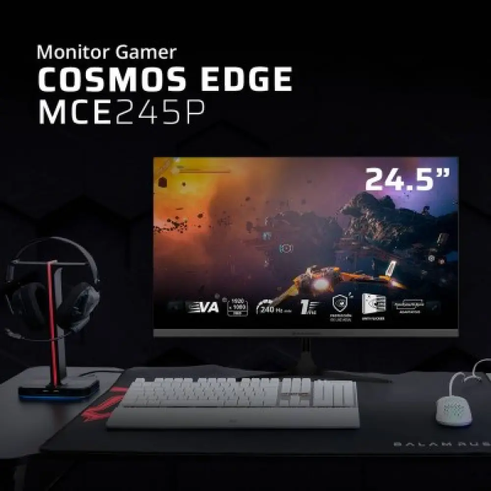 Monitor Gamer 24.5 Pulgadas COSMOS EDGE MCE245P BALA RUSH VA, Resolución: 1920 x 1080 FHD Frecuencia: 240Hz