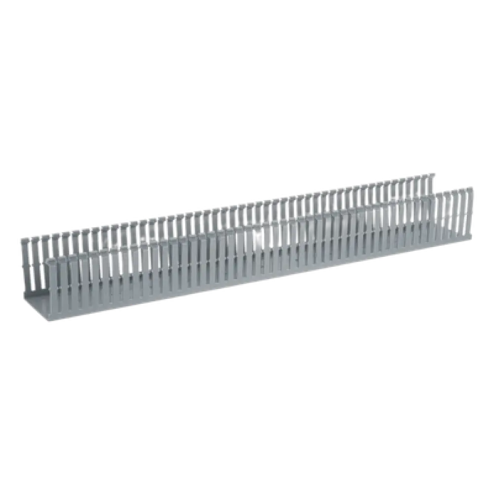 Canaleta Ranurada de PVC con Tapa / Tipo F / 82.6 mm Ancho / 79.2 mm Alto / 2 m (6.56 ft) Largo / Gris