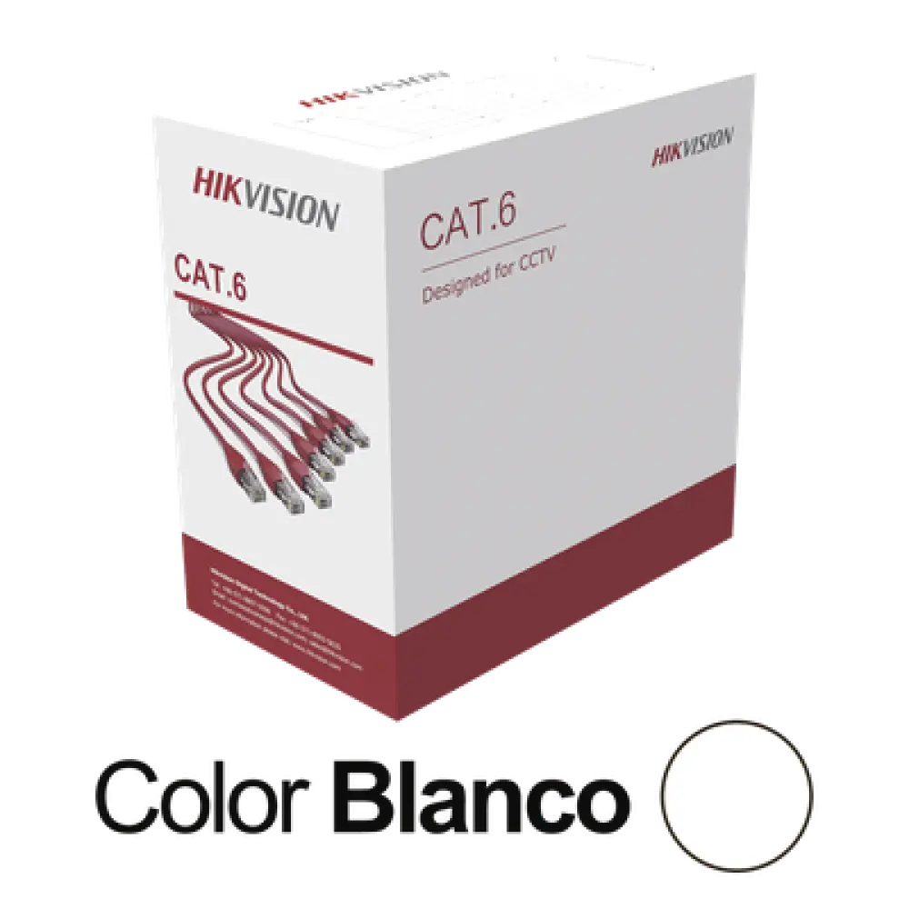 Bobina de Cable UTP / Cat 6 / 24 AWG / 305 m (1000 pies) / CCA / PVC CM / Interior / 250 MHz / PoE / Blanco