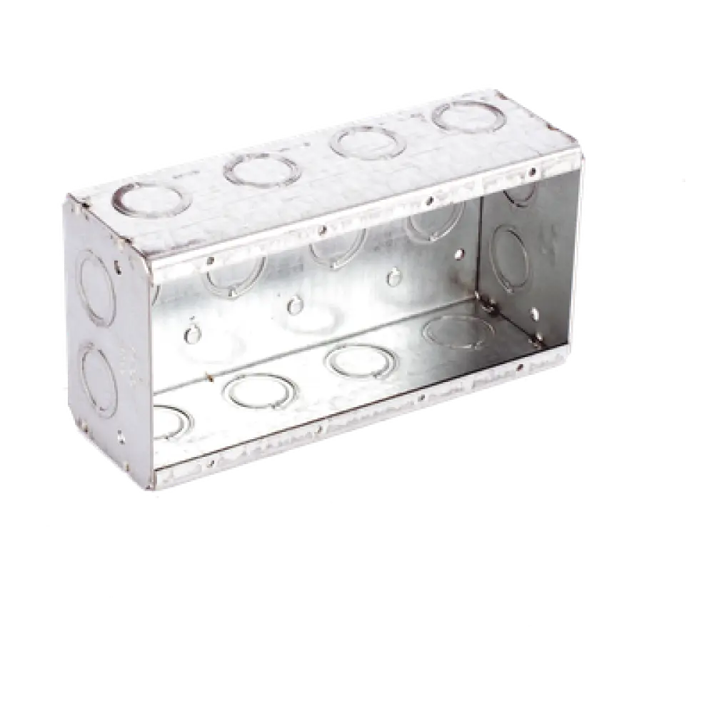 Caja Multigang de Acero Galvanizado / 4 Gangs / Profundidad 2.5 in / 20 Entradas TKO 1/2"-3/4" / Capacidad 63.5 in³ / UL Listed