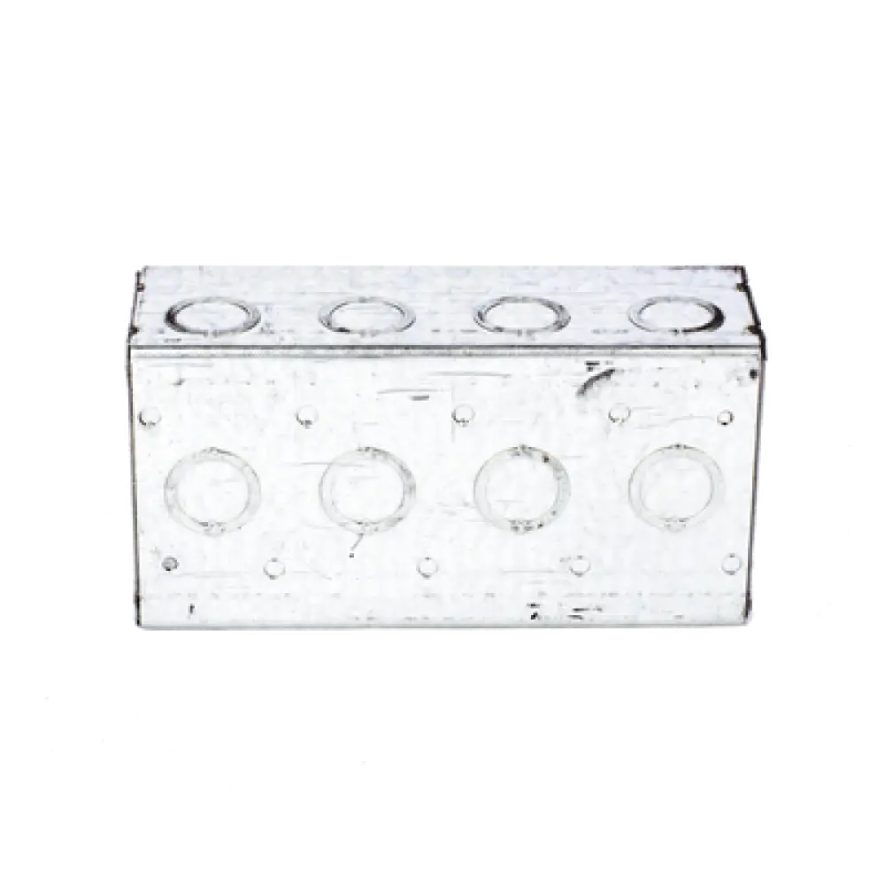Caja Multigang de Acero Galvanizado / 4 Gangs / Profundidad 2.5 in / 20 Entradas TKO 1/2"-3/4" / Capacidad 63.5 in³ / UL Listed