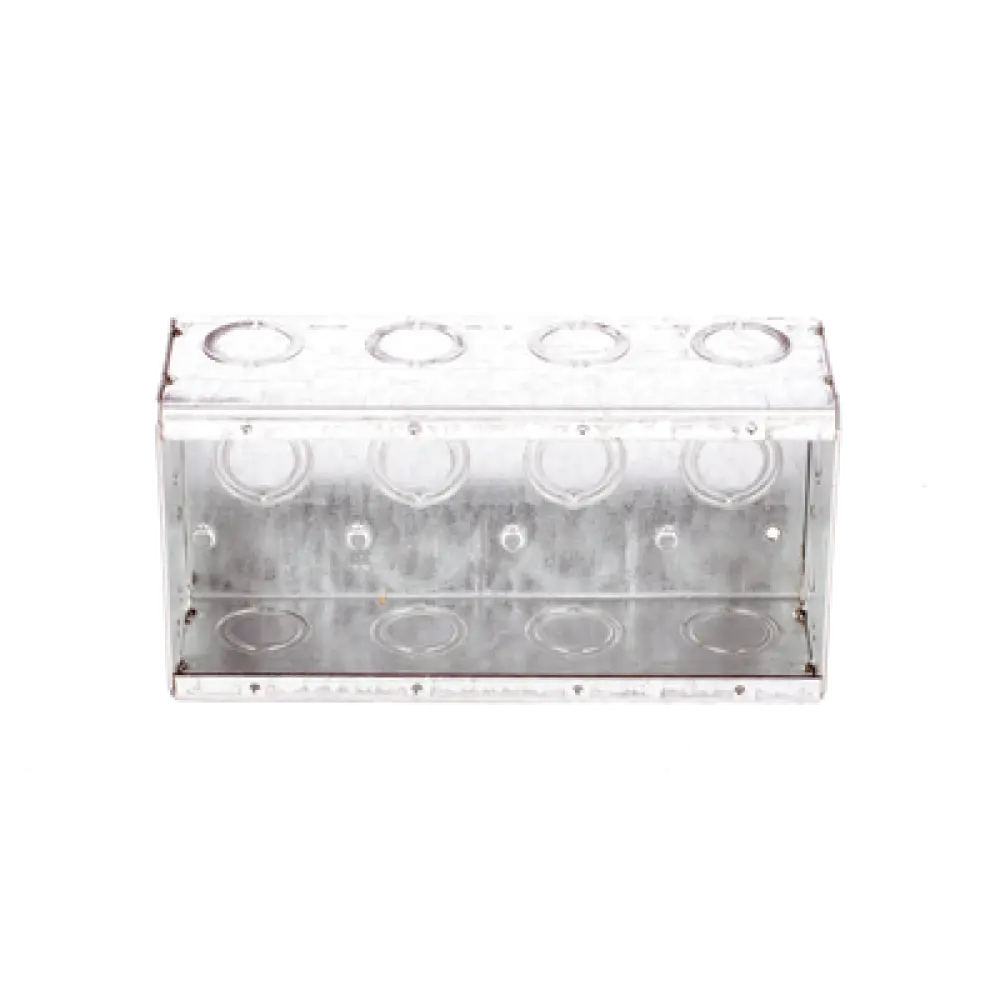 Caja Multigang de Acero Galvanizado / 4 Gangs / Profundidad 2.5 in / 20 Entradas TKO 1/2"-3/4" / Capacidad 63.5 in³ / UL Listed