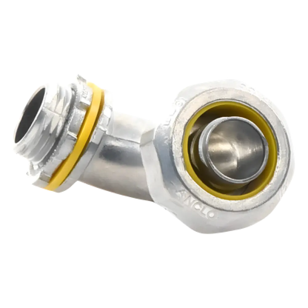 Conector Curvo para Tubo Liquidtight / 1/2" (13 mm) / Acabado Bruñido Brillante / NEMA FB-1 / UL 514B