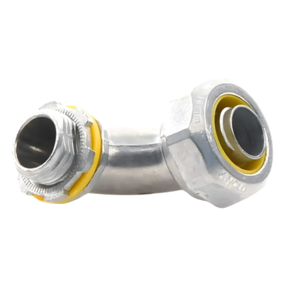 Conector Curvo para Tubo Liquidtight / 1/2" (13 mm) / Acabado Bruñido Brillante / NEMA FB-1 / UL 514B