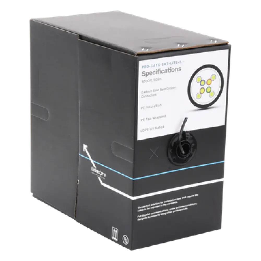 Bobina de Cable / Cat5e / UTP / 24 AWG / 305 m (1000 ft) / Exterior CMX / UV / Negro