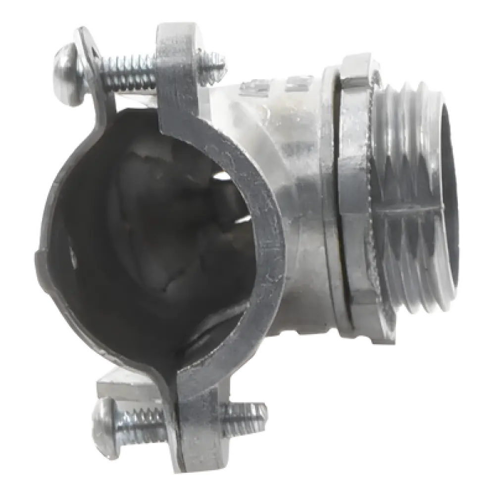 Conector Curvo para Tubo Flexible / 3/4" (19 mm) / Diámetro Exterior 41 mm / Longitud 60 mm / NEMA FB-1