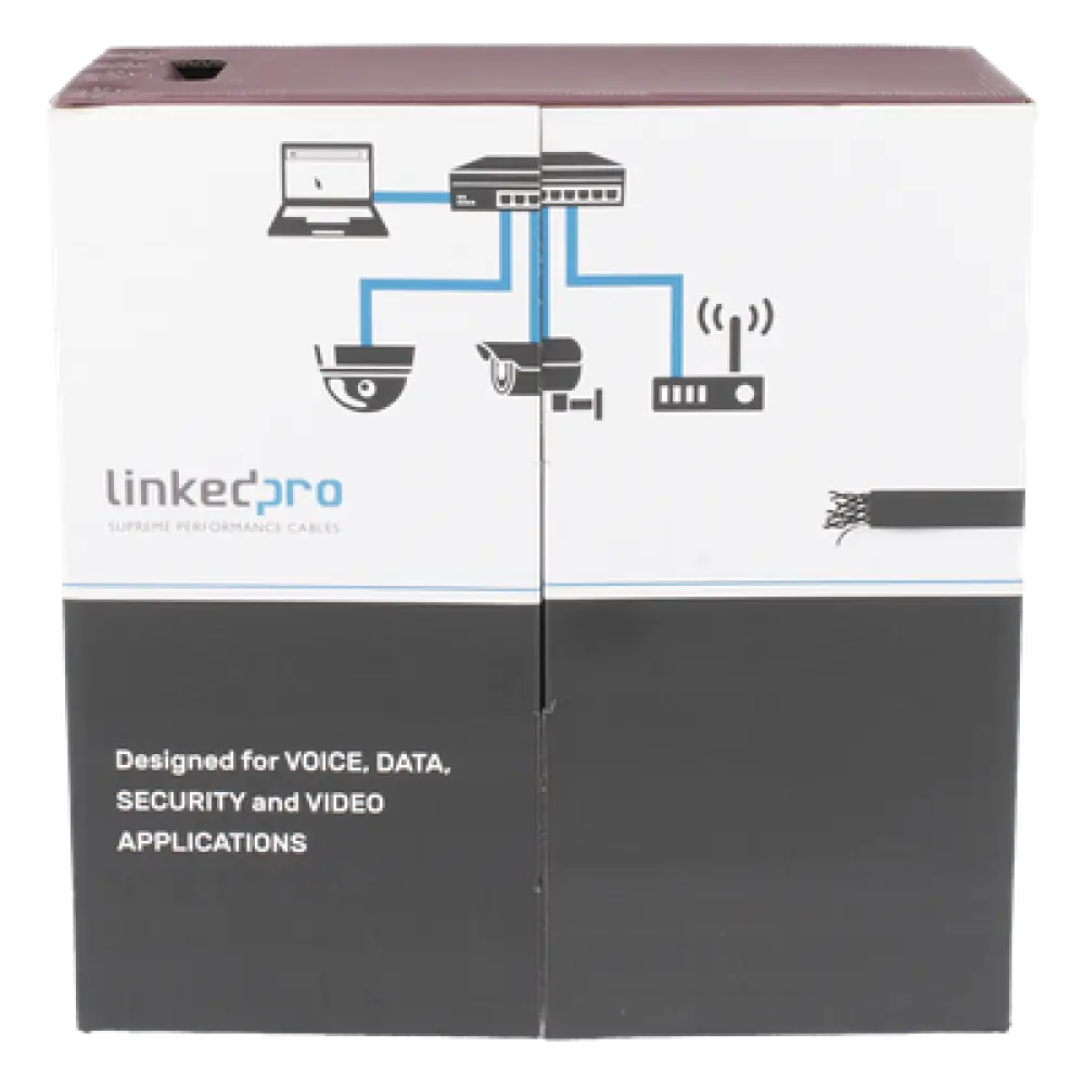 Bobina de Cable UTP / Cat5e / 305 m (1000 ft) / Doble Forro / Exterior / CMX / 24 AWG / Cobre Sólido / Negro