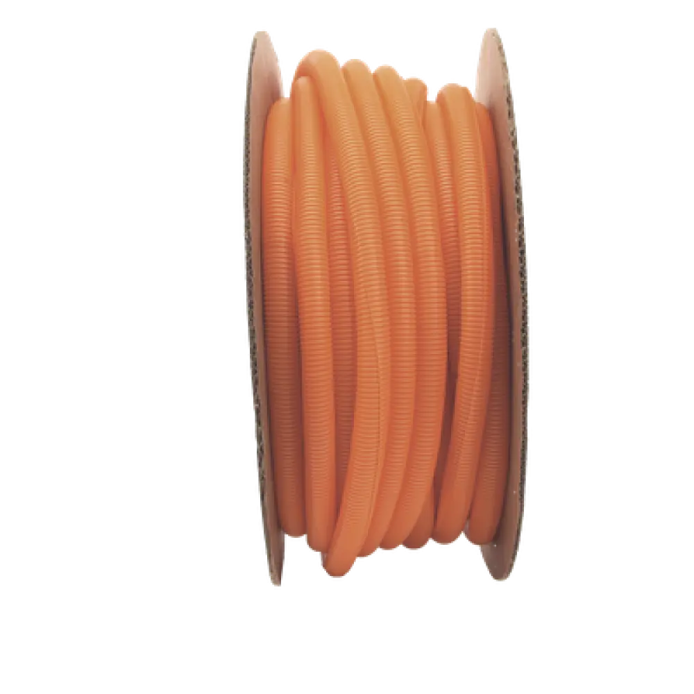 Tubo Corrugado Abierto / 1 in (25.4 mm) Diámetro / 30.5 m (100 ft) / Polietileno / Naranja / UL 94 HB / RoHS