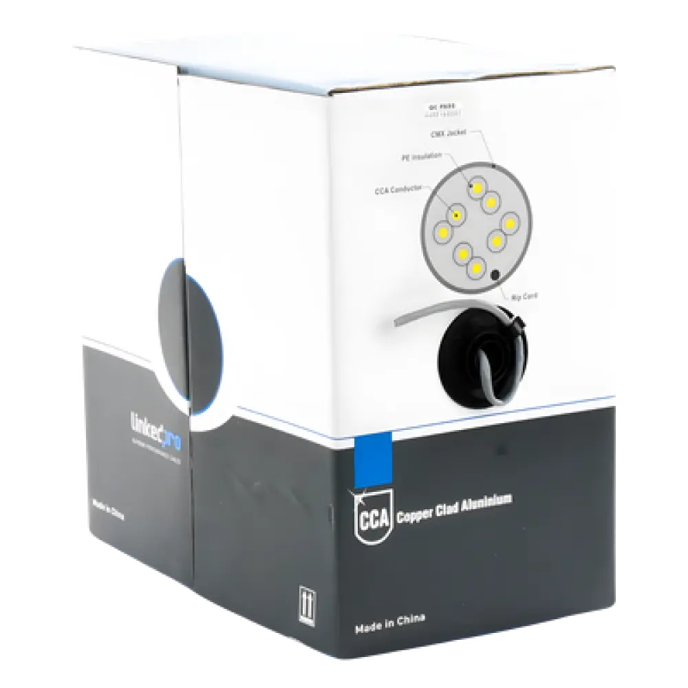Bobina de Cable / Cat5e / 305 m (1000 pies) / CCA / UTP / 24 AWG / 100 MHz / Interior