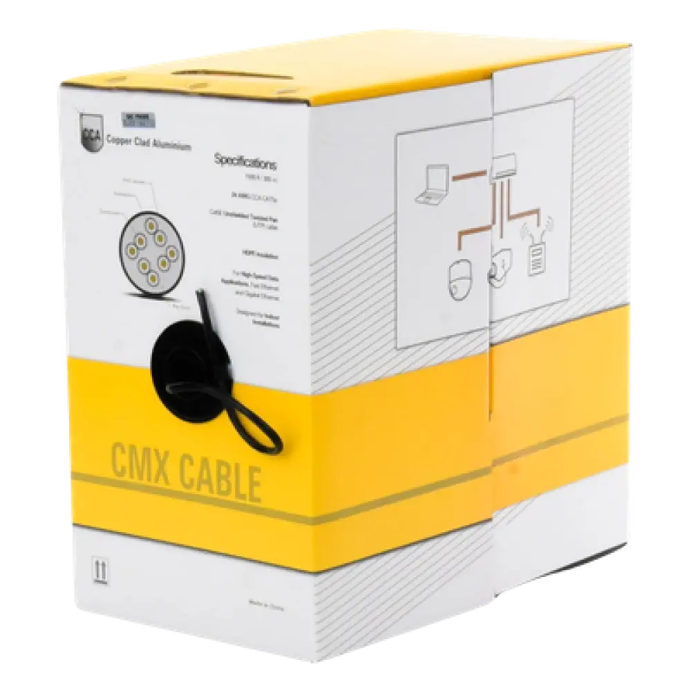 Bobina de Cable / Cat5e UTP / 305 m (1000 ft) / CCA / 24 AWG / 100 MHz / Interior / Negro