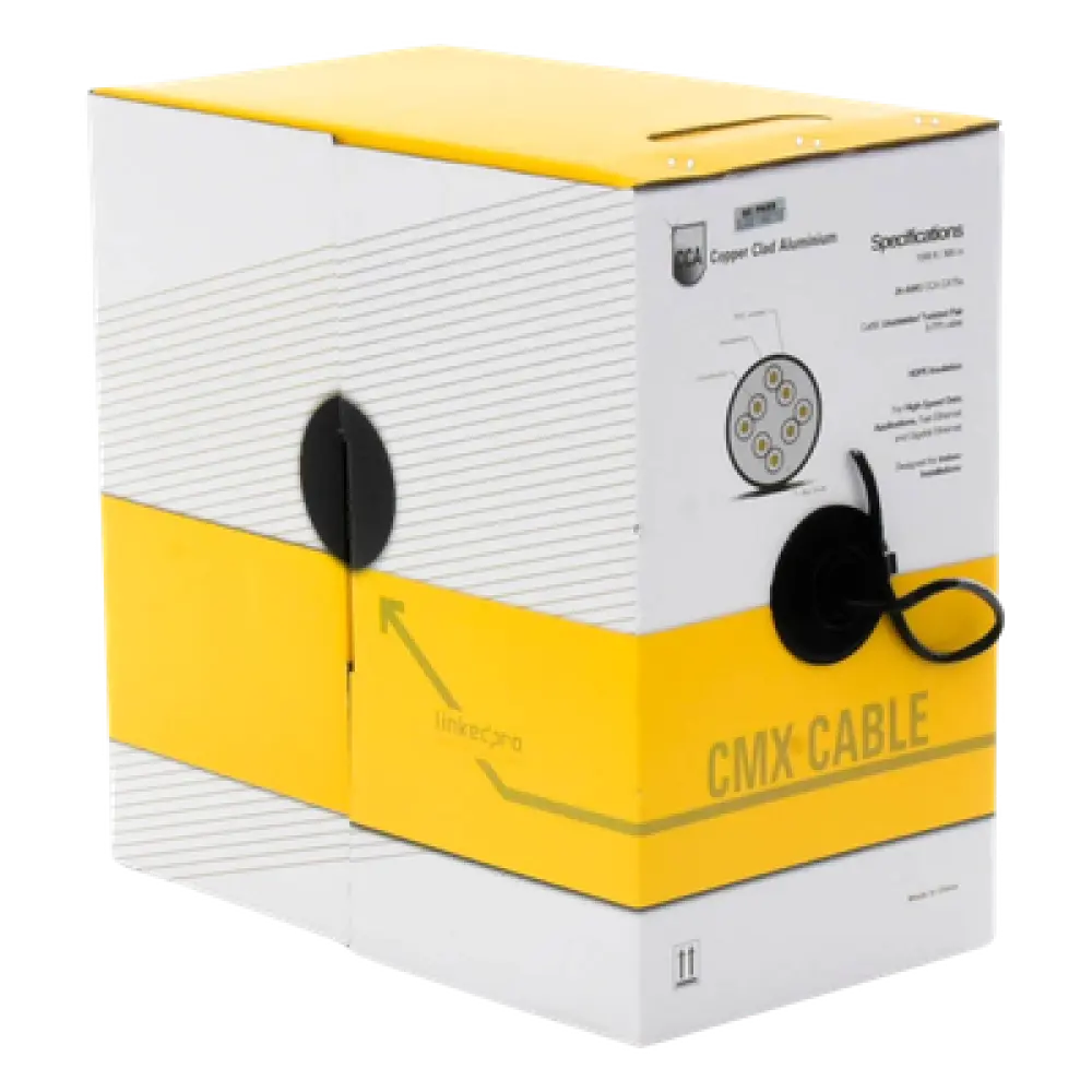 Bobina de Cable / Cat5e UTP / 305 m (1000 ft) / CCA / 24 AWG / 100 MHz / Interior / Negro