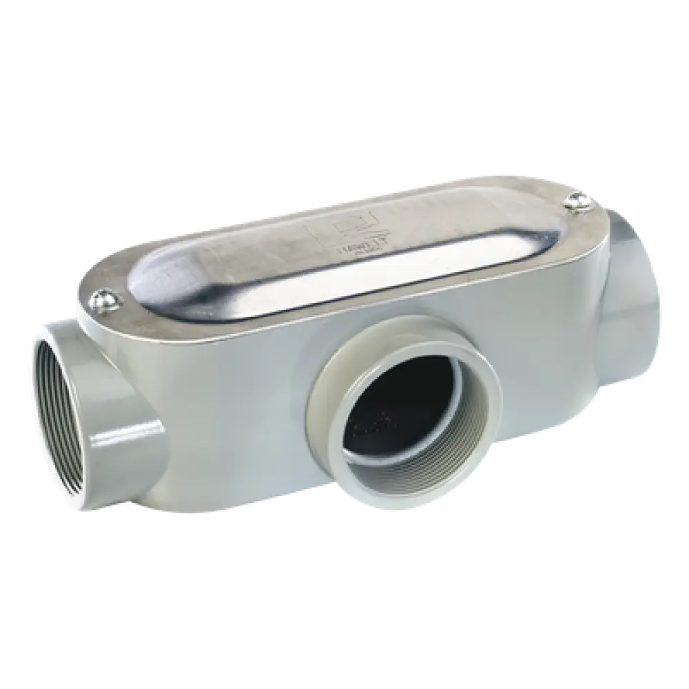 Caja de Registro Ovalada / Tipo T / 1 1/4" (31.8 mm) / Aluminio Die-Cast / NPT Conduit Rígido / Hermética 90°