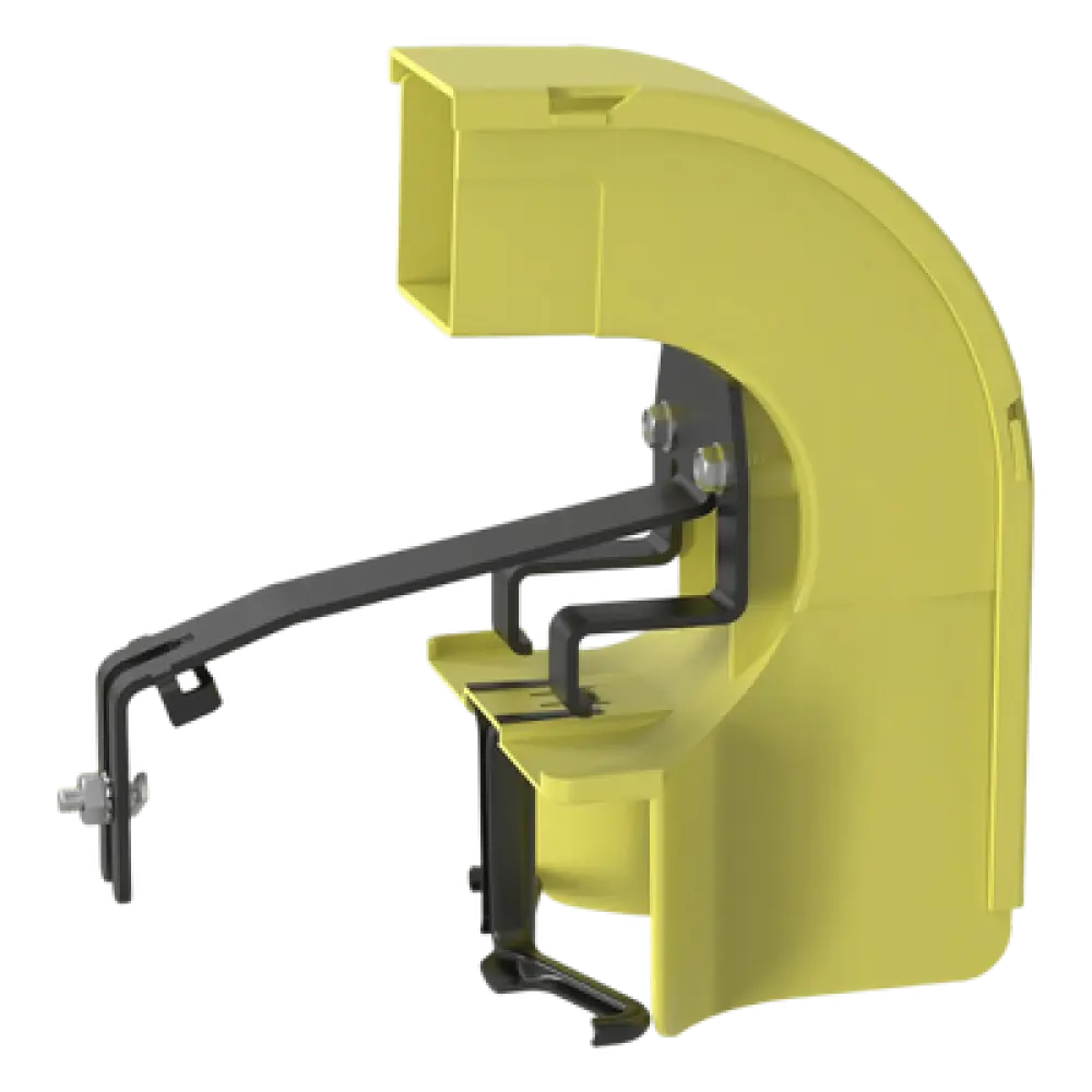 Accesorio de Bajada para Canaleta / Compatible 4x4, 6x4, 12x4, 24x4 / Reducción a 2x2 / Radio de Curvatura 50.8 mm / Color Amarillo