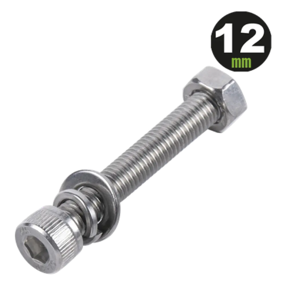 Kit de Fijación Fotovoltaico / Tornillo Allen M8-1.25 x 12 mm / Acero Inoxidable 304 / Resistencia 85,000-150,000 psi / Norma DIN 127