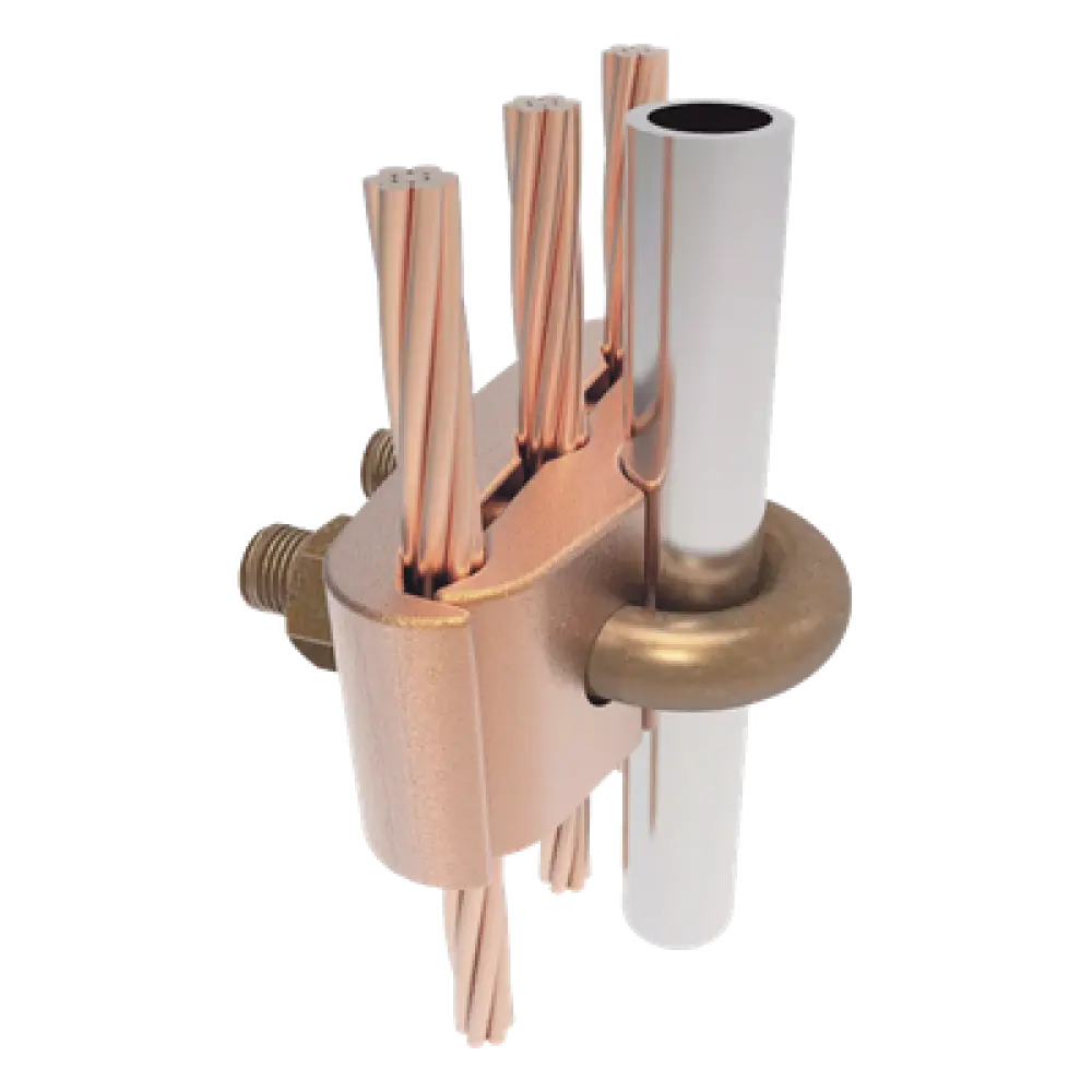 Conector Mecánico / 3 Cables Cobre 2/0 AWG - 250 KCMIL / Varilla 5/8" - 3/4" / Torque 480 lbf·in / UL467