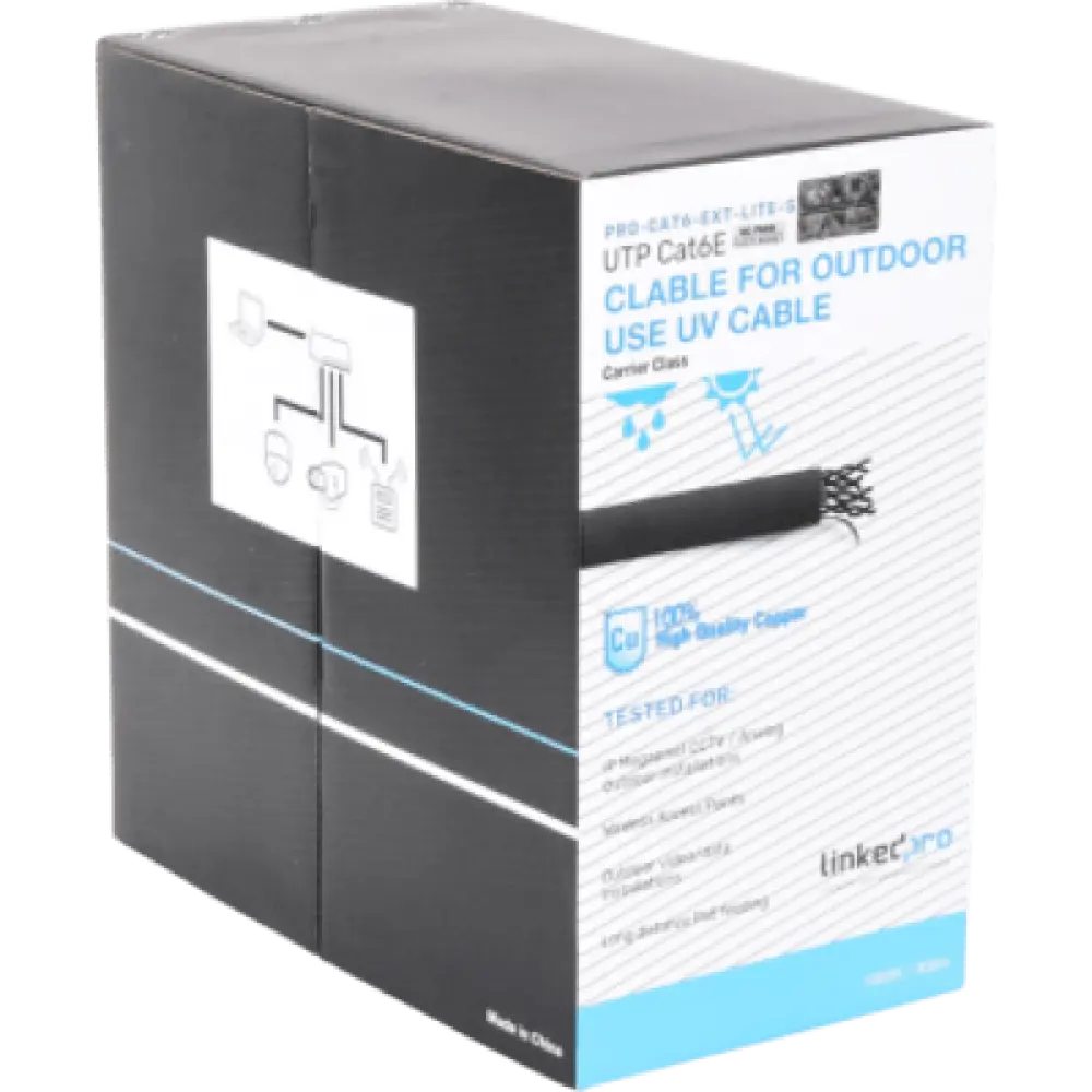 Cable UTP Cat6 / 24 AWG / 305 m (1000 ft) / Intemperie / PoE Extendido / 100% Cobre