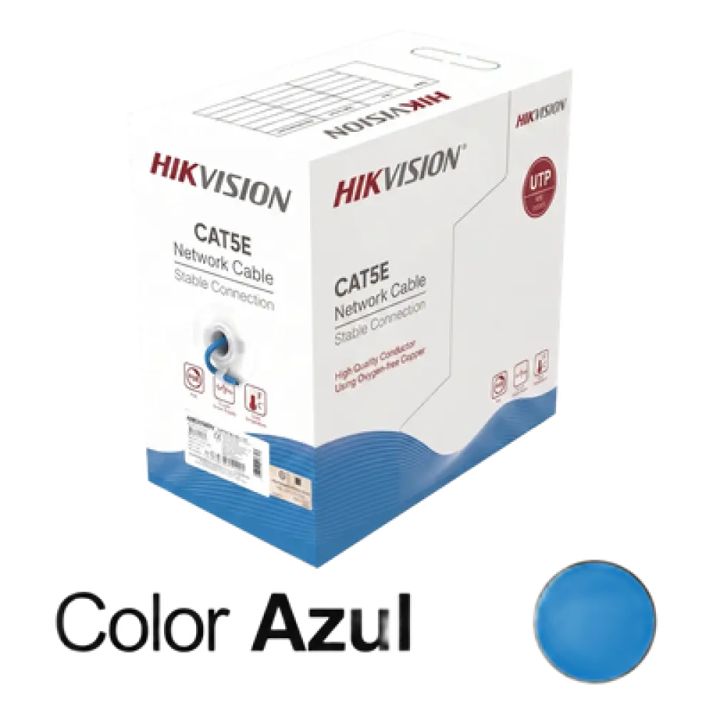 Bobina de Cable UTP / Cat5E 24 AWG / 305 m (1000 ft) / 100% Cobre / PoE 802.3af/at / Uso Interior / PVC CM