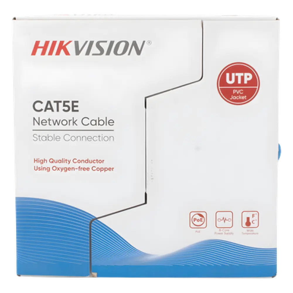 Bobina de Cable UTP / Cat5E 24 AWG / 305 m (1000 ft) / 100% Cobre / PoE 802.3af/at / Uso Interior / PVC CM