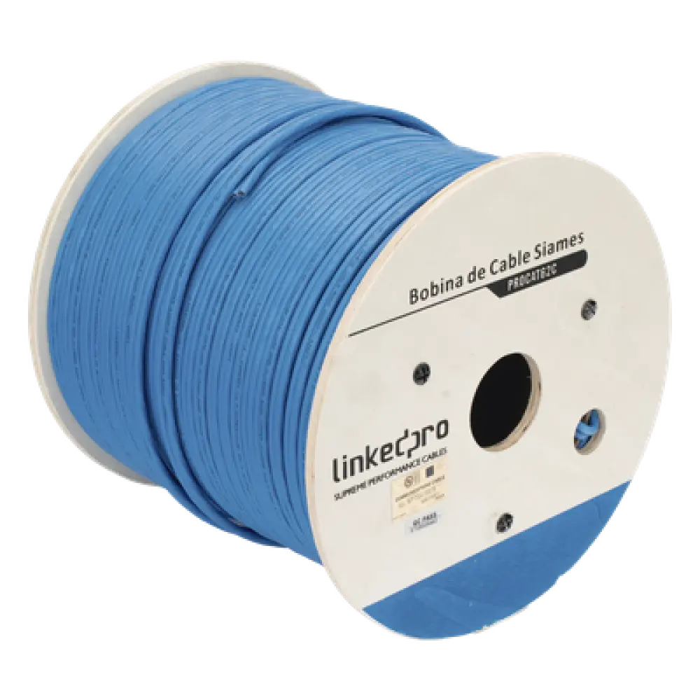 Bobina de Cable Siamés Cat6 UTP / 100% Cobre / 2 Conductores 18 AWG / 152 Metros (500 Pies) / Exterior UV-Rated / 250 MHz