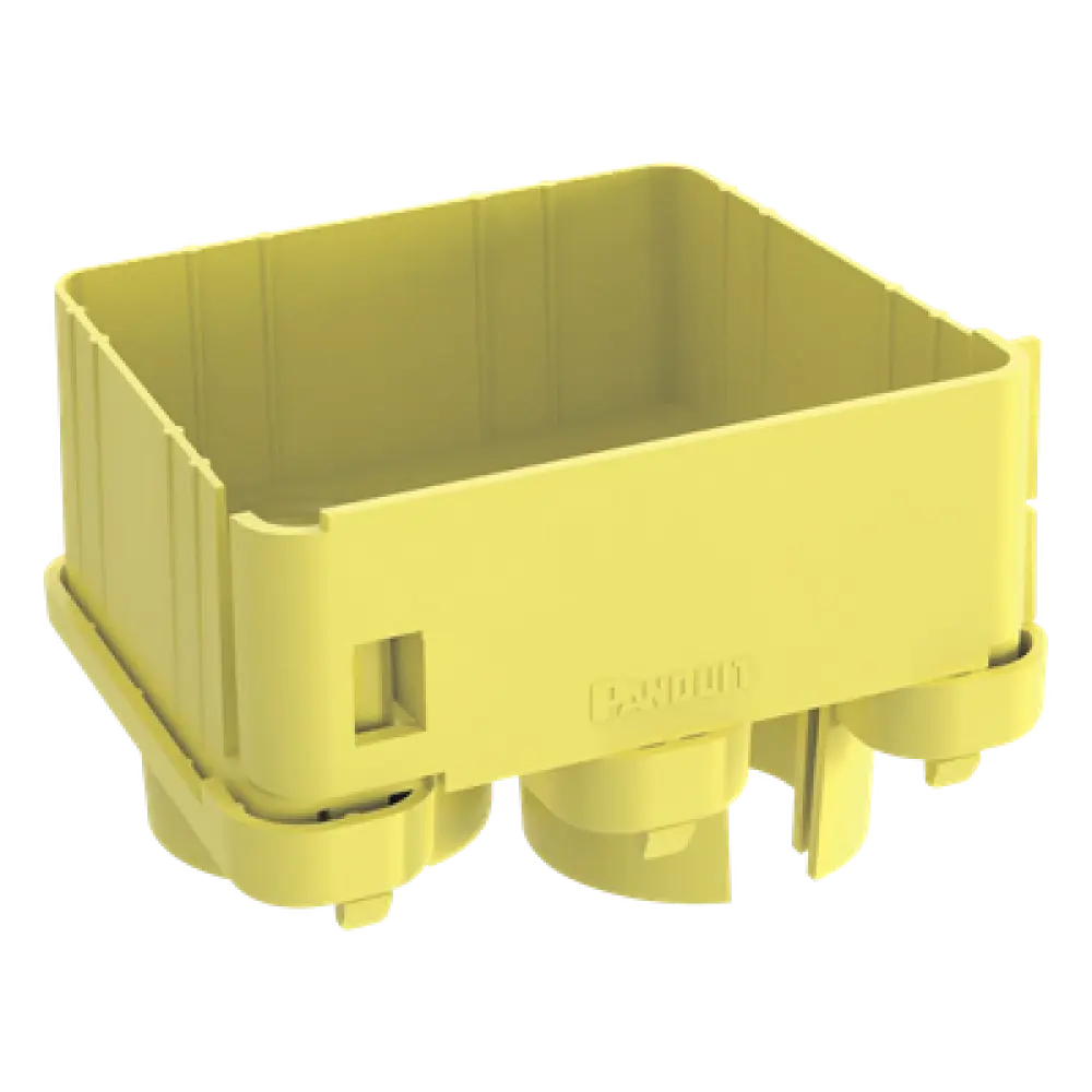Tapa de Salida / 2 Puertos / Tubería Corrugada 1.5 in (38 mm) / Radio de Curvatura 2 in (50.8 mm) / Canaleta 4x4 / Color Amarillo